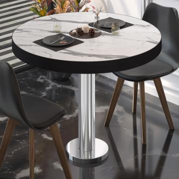 BML | Bistro Table | Ø:H 50 x 77 cm | White marble / stainless steel | Round
