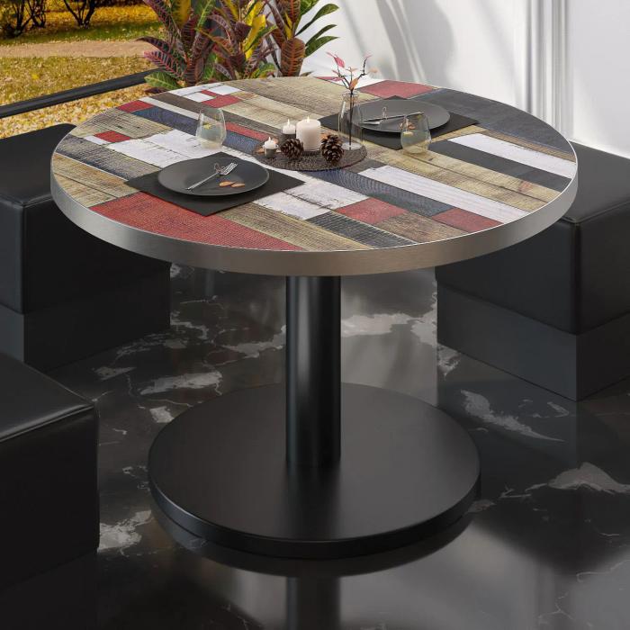 BN | Bistro lounge table | Ø:H 80 x 36 cm | Vintage Colourful / Black