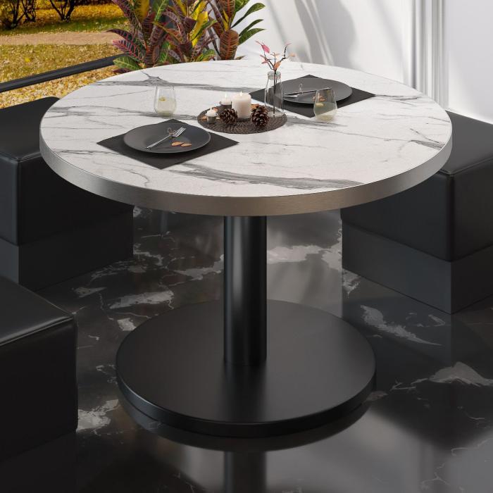 BN | Bistro Loungetisch | Ø:H 60 x 36 cm | Weiß Marmor / Schwarz -  Gastronomiemöbel von GGM Möbel mit Tiefpreis-Garantie