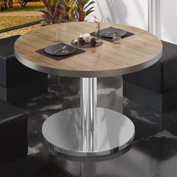 BN | Low Bistro Table | Ø:H 80 x 36 cm | Oak / Stainless steel