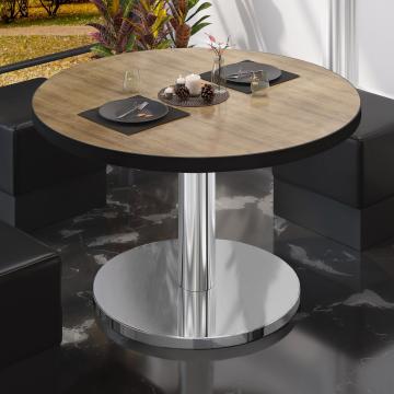 BN Bistro Lounge Table | Ø70xH36cm | Dąb/stal nierdzewna