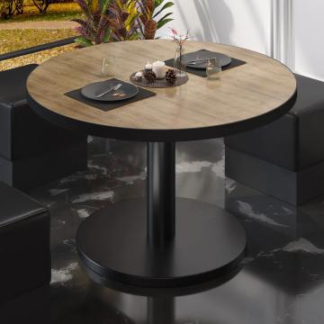 BN | Table basse de bistrot | Ø:H 70 x 36 cm | Chêne / Noir