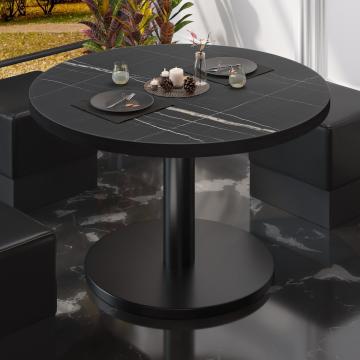 BN | Table basse de bistrot | Ø:H 70 x 36 cm | Marbre noir / noir