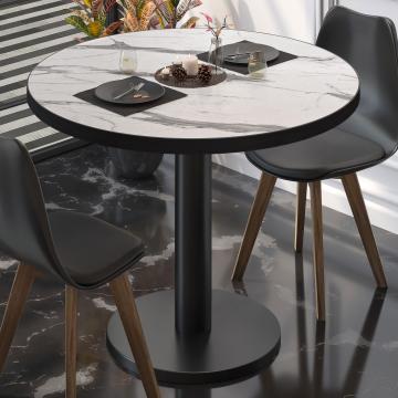 BN | Restaurangbord | Ø:H 70 x 72 cm | Vit marmor / svart | Runda
