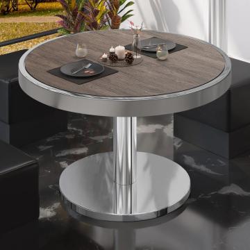BN | Low Bistro Table | Ø:H 80 x 36 cm | Light wenge / stainless steel