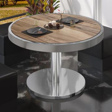 BN | Sofabord til bistro | Ø:H 70 x 36 cm | Sheesham / Rustfritt stål