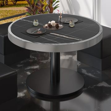 BN | Low Bistro Table | Ø:H 60 x 36 cm | Black Marble / Black