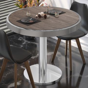 BN | Bistro Table | Ø:H 60 x 72 cm | Light wenge / stainless steel | Round