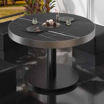BN | Low Bistro Table | Ø:H 50 x 36 cm | Black Marble / Black