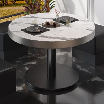 BN | Low Bistro Table | Ø:H 50 x 36 cm | White Marble / Black