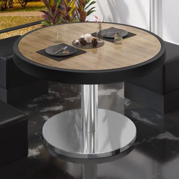 BN | Low Bistro Table | Ø:H 50 x 36 cm | Oak / Stainless steel