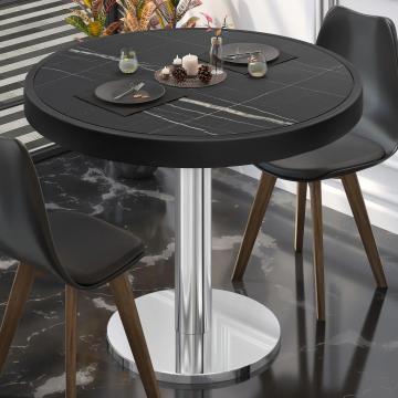 BN | Bistro Table | Ø:H 60 x 72 cm | Black marble / stainless steel | Round