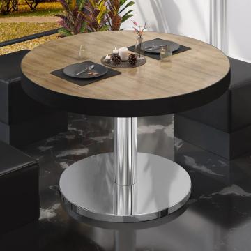 BN | Low Bistro Table | Ø:H 70 x 36 cm | Oak / Stainless steel