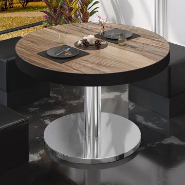 BN | Low Bistro Table | Ø:H 80 x 36 cm | Sheesham / Stainless steel