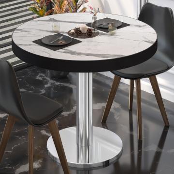 BN | Bistro Table | Ø:H 70 x 72 cm | White marble / stainless steel | Round