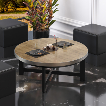 BO | Bistro Lounge Table | Ø80xH32cm | 25mm | Oak/ Black