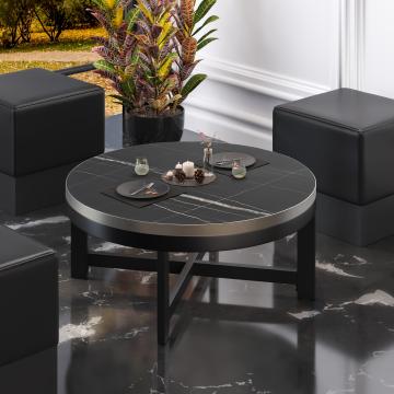 BO | Bistro Lounge Table | Ø50xH32cm | 25mm | Black Marble/ Black