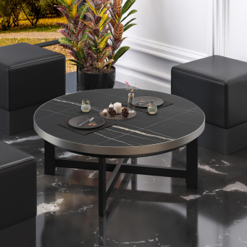 BO | Bistro Lounge Table | Ø80xH32cm | 25mm | Black Marble/ Black