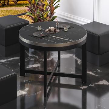 BO | Bistro Table | Ø50xH52cm | 25mm | Black Marble/ Black