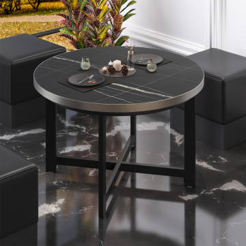 BO | Bistro Table | Ø80xH52cm | 25mm | Black Marble/ Black