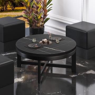 BO | Bistro Lounge Table | Ø50xH32cm | 25mm | Black Marble/ Black