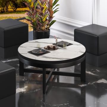 BO | Bistro Lounge Table | Ø70xH32cm | 25mm | White Marble/ Black
