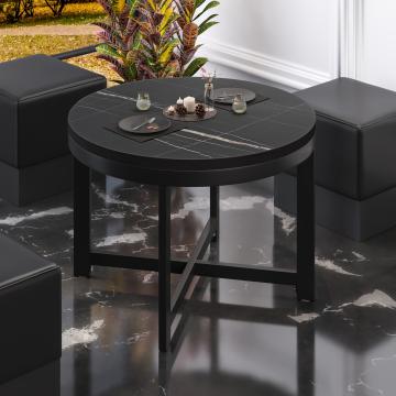 BO | Bistro Table | Ø50xH52cm | 25mm | Black Marble/ Black