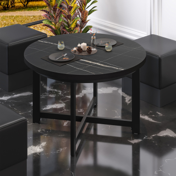 BO | Bistro Table | Ø60xH52cm | 25mm | Black Marble/ Black