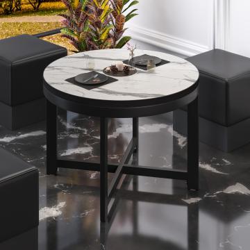 BO | Bistro Table | Ø50xH52cm | 25mm | White Marble/ Black