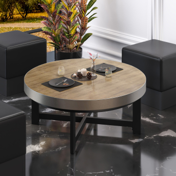 BO | Bistro Lounge Table | Ø60xH34cm | 50mm | Oak/ Black