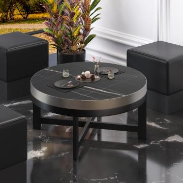 BO | Bistro Lounge Table | Ø70xH34cm | 50mm | Black Marble/ Black