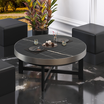 BO | Bistro Lounge Table | Ø50xH34cm | 50mm | Black Marble/ Black
