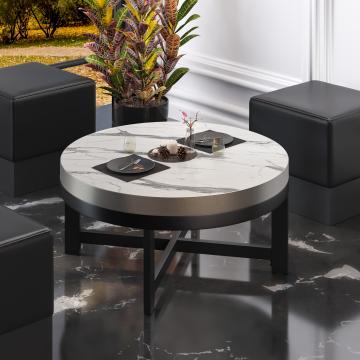 BO | Bistro Lounge Table | Ø70xH34cm | 50mm | White Marble/ Black