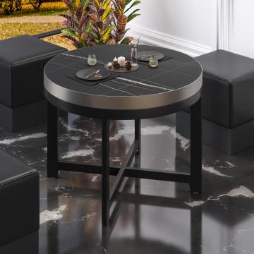 BO | Bistro Table | Ø80xH54cm | 50mm | Black Marble/ Black
