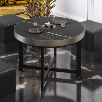 BO | Bistro Table | Ø50xH54cm | 50mm | Black Marble/ Black