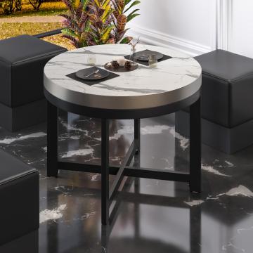 BO | Bistro Table | Ø80xH54cm | 50mm | White Marble/ Black