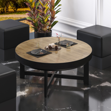 BO | Bistro Lounge Table | Ø80xH34cm | 50mm | Oak/ Black