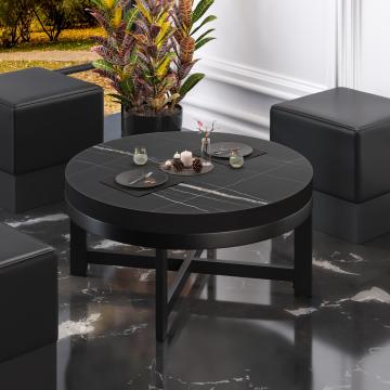 BO | Bistro Lounge-pöytä | Ø50xH34cm | 50mm | Musta marmori/ Musta