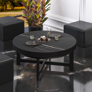 BO | Bistro Lounge-pöytä | Ø60xH34cm | 50mm | Musta marmori/musta