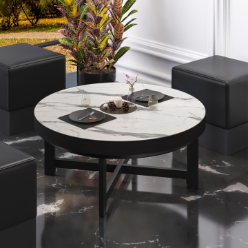 BO | Bistro Lounge Table | Ø60xH34cm | 50mm | White Marble/ Black