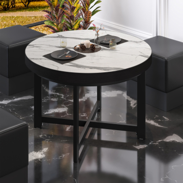 BO | Bistro-pöytä | Ø60xH54cm | 50mm | Valkoinen marmori/musta