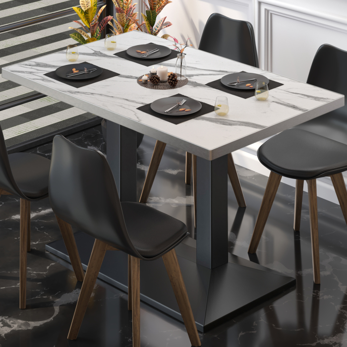 BPA | Bistro table | 130 x 80 x 78.5 cm | Rectangular | White marble / Black