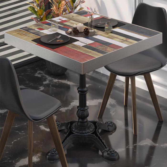 BPR | Table Bistro | 60 x 60 x 77 cm | Carré | Vintage Coloré / Noir