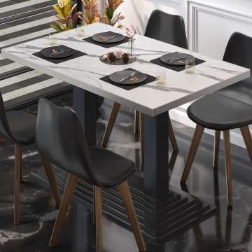 BPY | Bistro Table | 120 x 70 x 78.5 cm | Square | White Marble / Black