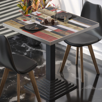 BPY | Bistro-pöytä | 80 x 80 x 78,5 cm | Neliö | Vintage värikäs / musta
