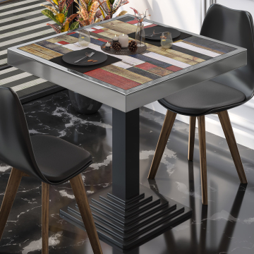 BPY | Bistro Table | 70 x 70 x 81 cm | Square | Vintage Colourful / Black