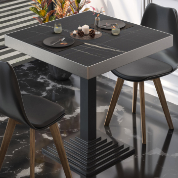 BPY | Tavolo da bistrot | 60 x 60 x 81 cm | Quadrato | Marmo nero / Nero