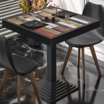 BPY | Bistro Table | 80 x 80 x 81 cm | Square | Vintage Colourful / Black