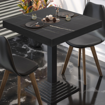 BPY | Bistro-pöytä | 70 x 70 x 81 cm | Neliö | Musta marmori / Musta