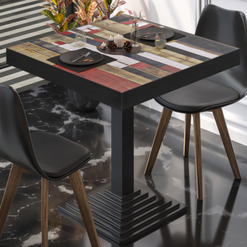 BPY | Bistro Table | 60 x 60 x 81 cm | Square | Vintage Colourful / Black